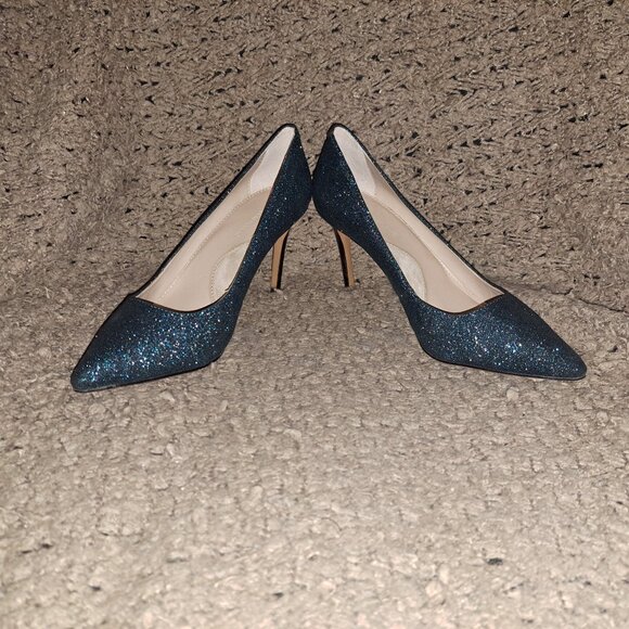 BANANA REPUBLIC-Madison 12 Hour Teal Glitter Pewter Point Toe Pump-SZ 6-NWOB - Picture 4 of 8